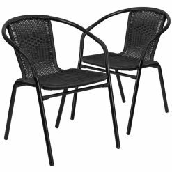 Top 10 ???? Afuera Living Stackable Rattan Curved Back Dining Chair In Black (Set Of 2) ⌛