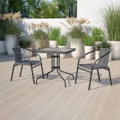 Alternative view of Cheapest ???? Afuera Living Stackable Rattan Curved Back Dining Arm Chair In Gray (Set Of 2) ????