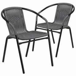 Cheapest ???? Afuera Living Stackable Rattan Curved Back Dining Arm Chair In Gray (Set Of 2) ????