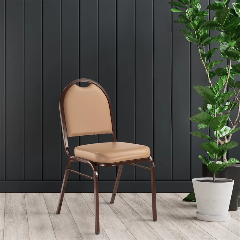 Top 10 ???? UrbanPro 35" Metal And Vinyl Stack Chair In French Beige And Mocha ???? 2 Top 10 ???? UrbanPro 35" Metal And Vinyl Stack Chair In French Beige And Mocha ???? - Image 2