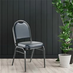 Alternative view of Top 10 ???? UrbanPro 35" Metal And Vinyl Stack Chair In Midnight Blue And Black ????