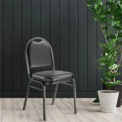 Alternative view of Best Pirce ❤️ UrbanPro 35" Metal And Vinyl Stack Chair In Panther Black ????