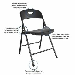 Alternative view of Best reviews of ???? COSCO Solid Resin Indoor/Outdoor Double Braced Folding Chair In Black (4-Pack) ⭐