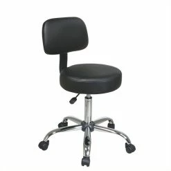 Outlet ???? Office Star Black Pneumatic Drafting Chair With Stool And Back With Vinyl Seat ????