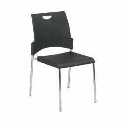 Best deal ???? Office Star Straight Leg Stacking Plastic Chair In Black Set Of 2 ????