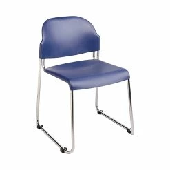 Coupon ???? Office Star Plastic Stacking Chair In Blue Set Of 4 With Chrome Legs ????