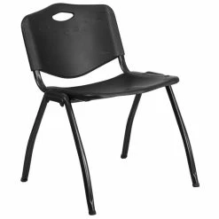 Budget ???? Flash Furniture Hercules Plastic Contoured Back Stacking Chair In Black ????