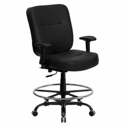 Best deal ???? Flash Furniture Hercules Leather Drafting Chair With Arms In Black ????