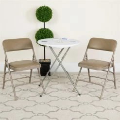 Alternative view of Outlet ❤️ Flash Furniture Hercules Faux Leather Padded Metal Folding Chair In Beige ????