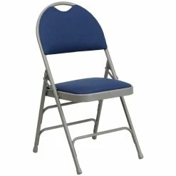 Promo ⭐ Flash Furniture Hercules Padded Metal Folding Chair In Navy And Gray ????