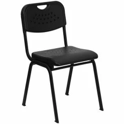 Brand new ???? Flash Furniture Hercules Plastic Classroom Stacking Chair In Black ⭐