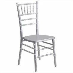 Brand new ❤️ Flash Furniture Hercules Wood Chiavari Stacking Dining Side Chair In Silver ????