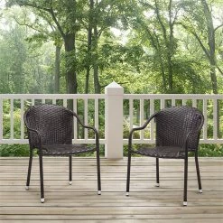 Alternative view of Deals ???? Crosley Furniture Crosley Palm Harbor Wicker Stackable Patio Dining Arm Chair In Brown (Set Of 2) ✔️